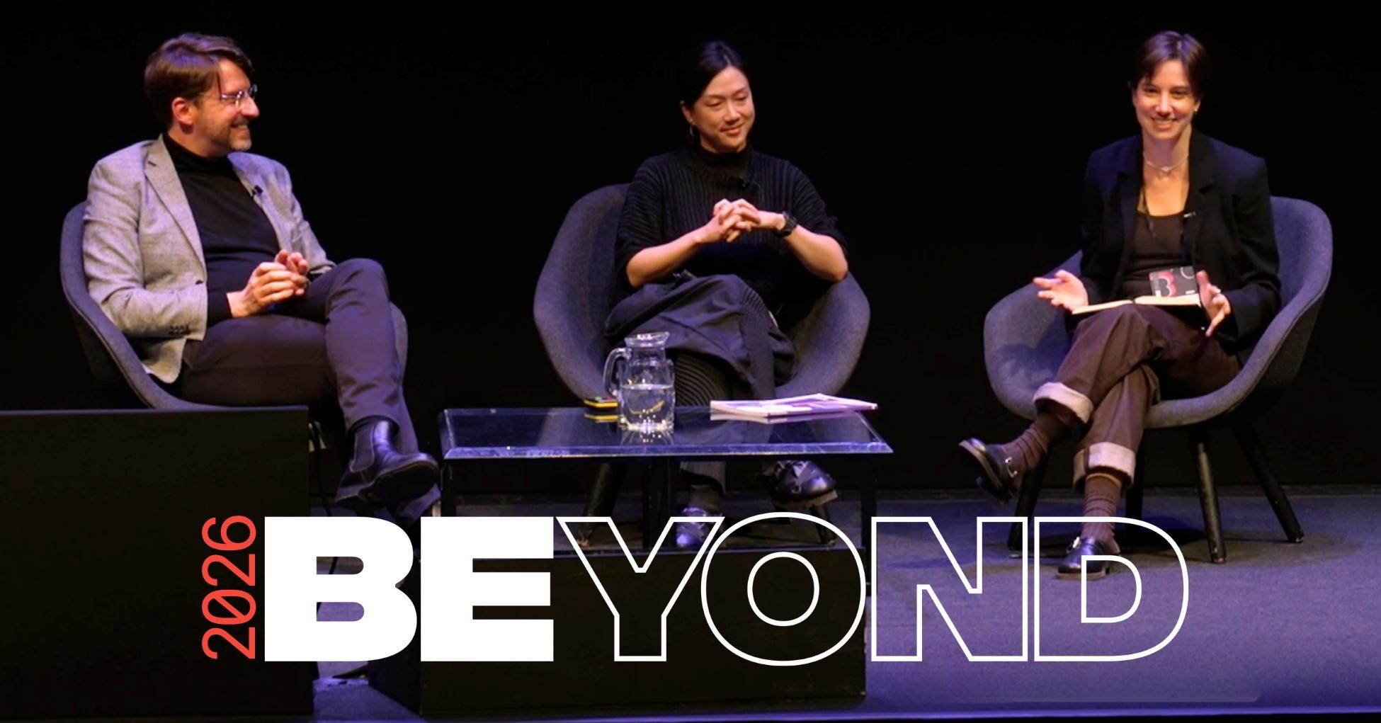 Three speakers on the main stage at BEYOND Conference 2025